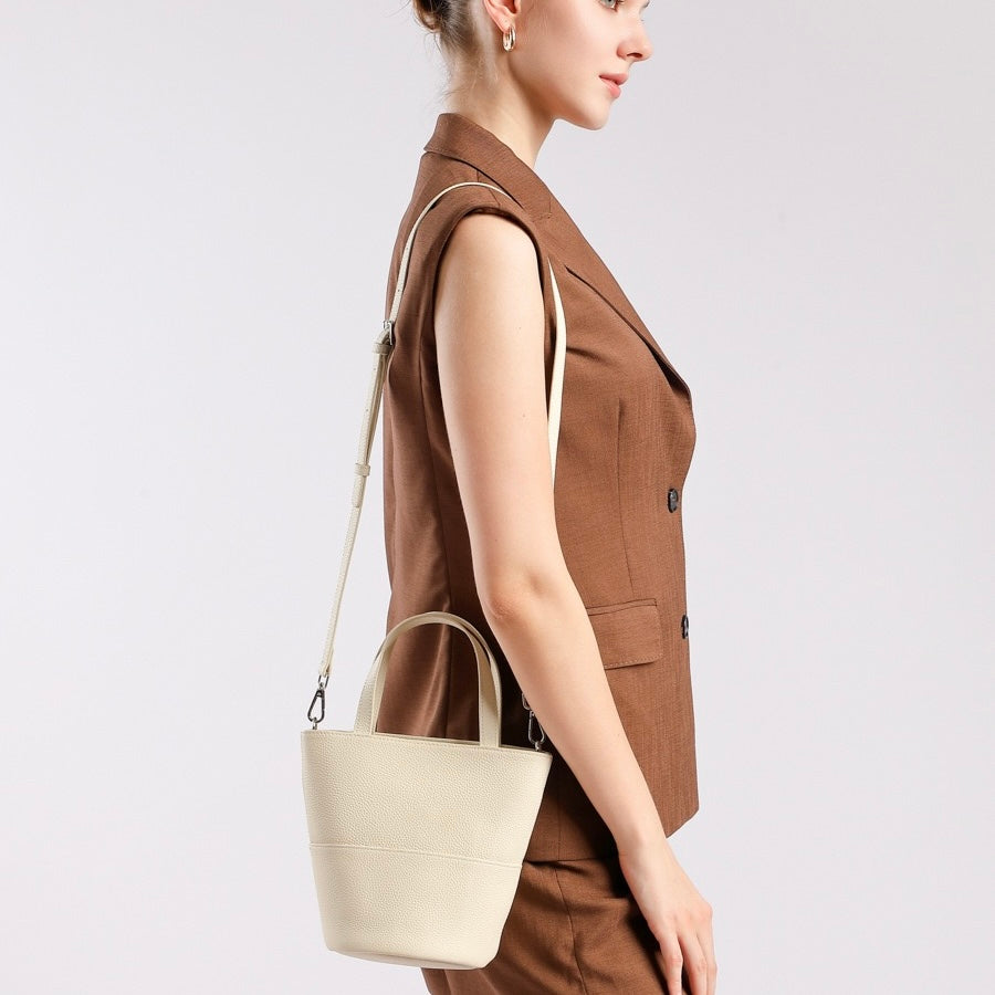 Exquisite Women's Genuine Leather Minimalist Crossbody Bucket Bag