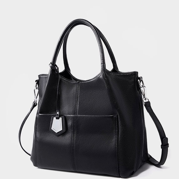 Elegant Genuine Leather Tote Bag – Versatile Large Capacity for Everyday Chic