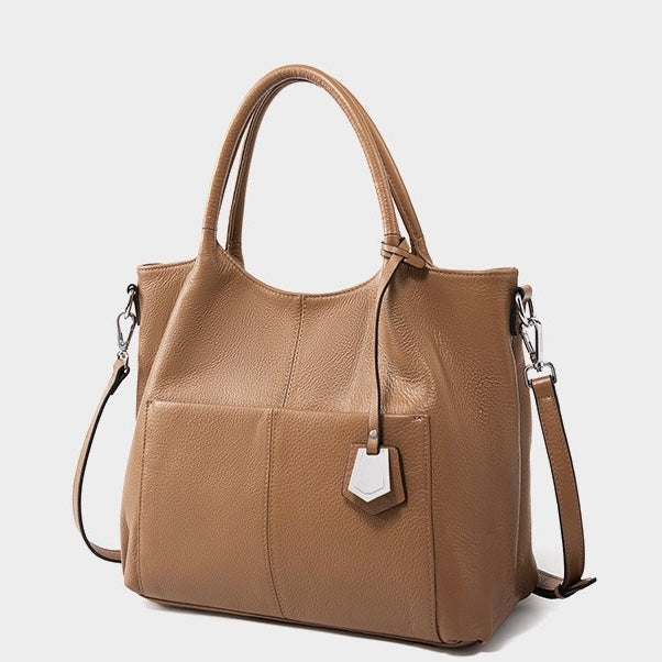 Elegant Genuine Leather Tote Bag – Versatile Large Capacity for Everyday Chic