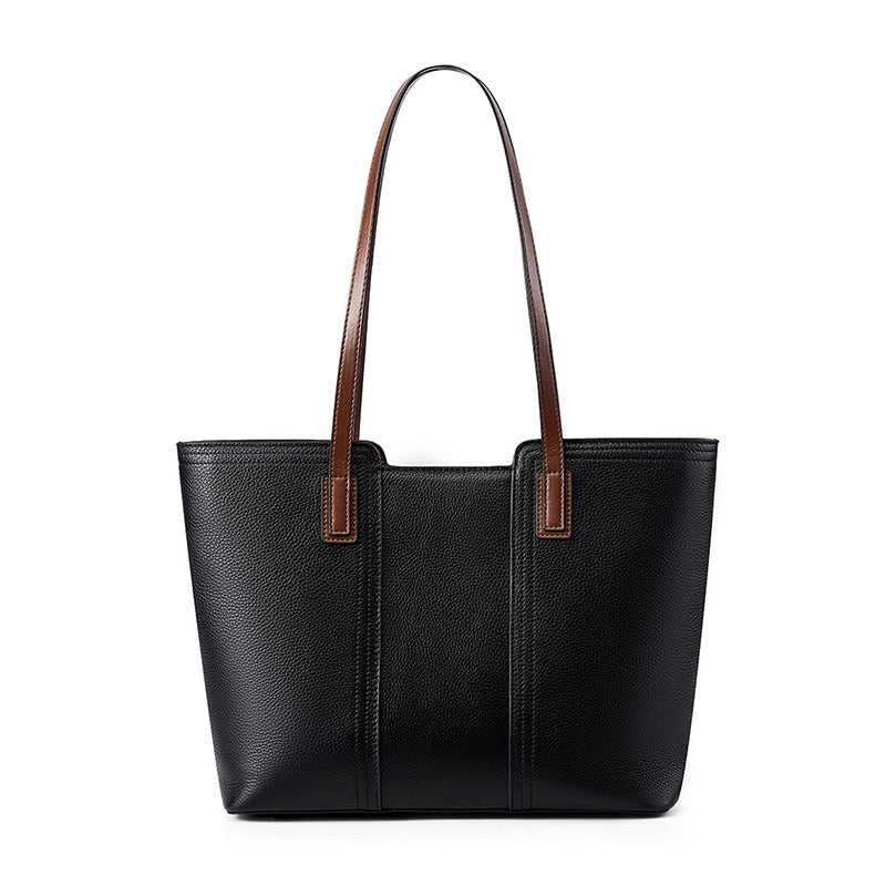 Elegant Genuine Leather Large Capacity Tote: Ultimate Everyday Commuter Bag