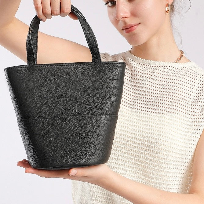 Exquisite Women's Genuine Leather Minimalist Crossbody Bucket Bag