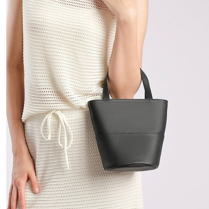 Exquisite Women's Genuine Leather Minimalist Crossbody Bucket Bag