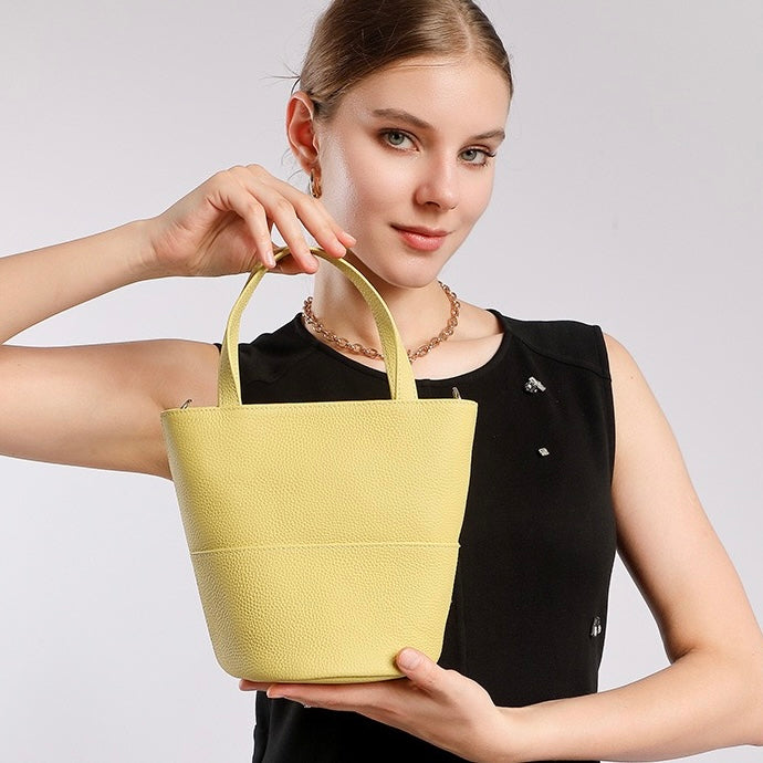 Exquisite Women's Genuine Leather Minimalist Crossbody Bucket Bag