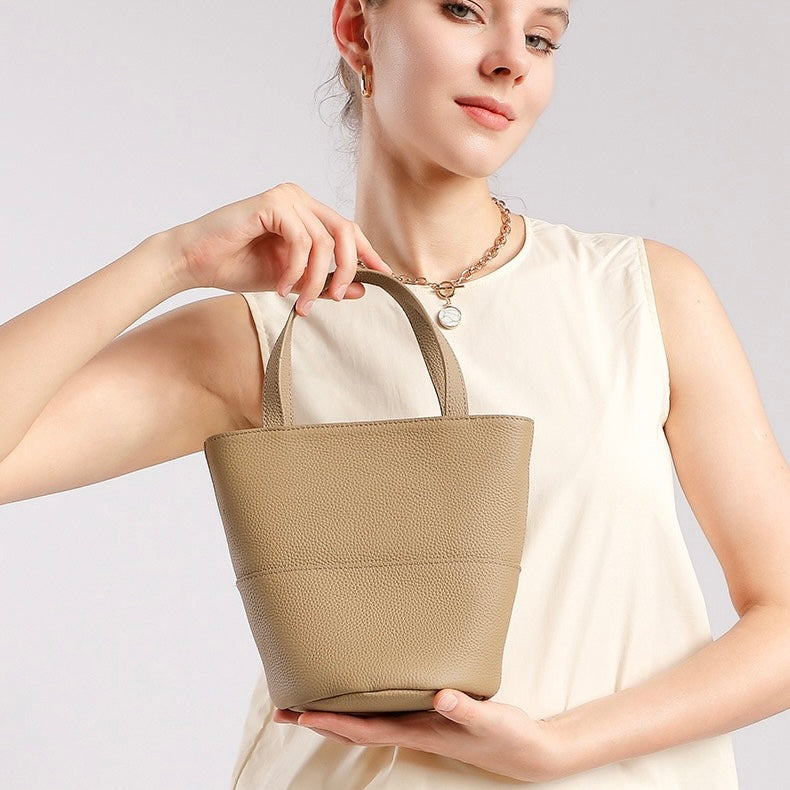 Exquisite Women's Genuine Leather Minimalist Crossbody Bucket Bag