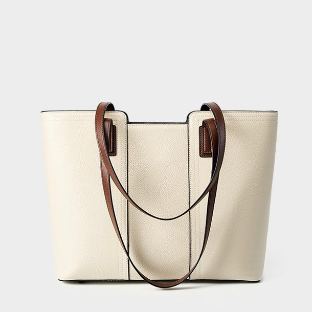 Elegant Genuine Leather Large Capacity Tote: Ultimate Everyday Commuter Bag