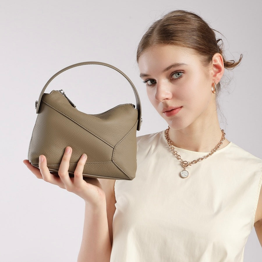 Luxurious Geometric Genuine Leather Pillow Crossbody Handbag