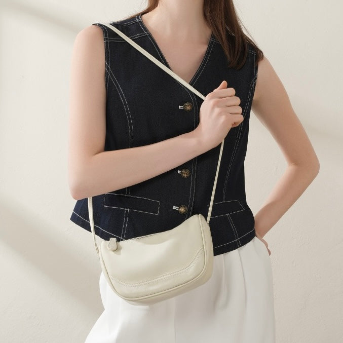 Elegant Genuine Leather Mini Crossbody Bag - Everyday Sophistication