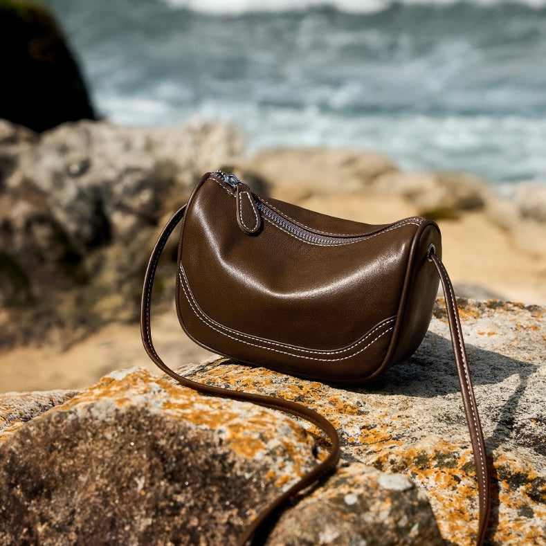 Elegant Genuine Leather Mini Crossbody Bag - Everyday Sophistication