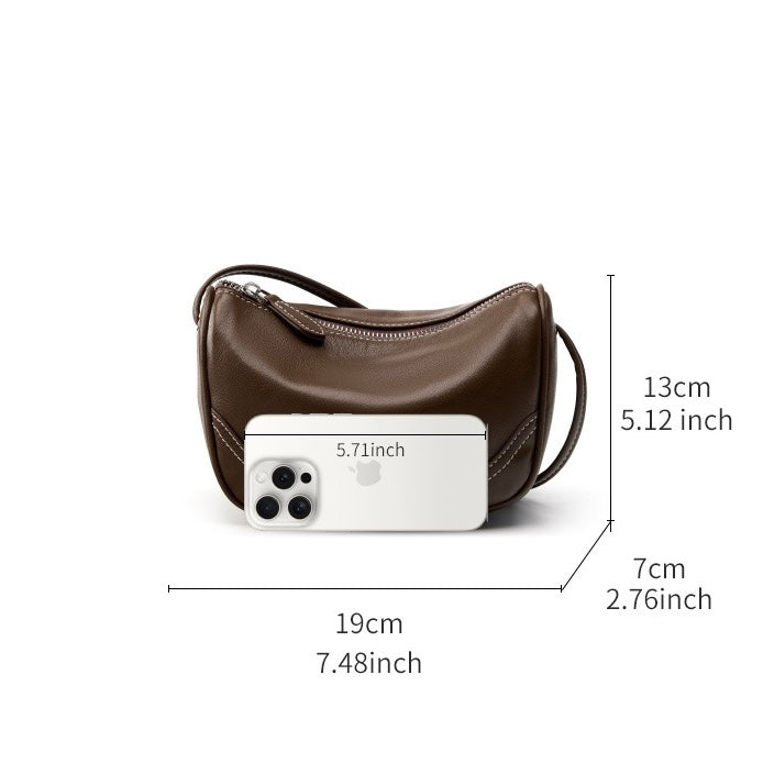 Elegant Genuine Leather Mini Crossbody Bag - Everyday Sophistication