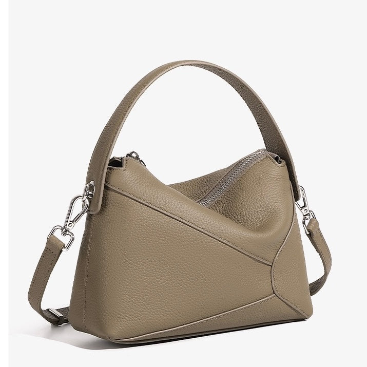 Luxurious Geometric Genuine Leather Pillow Crossbody Handbag