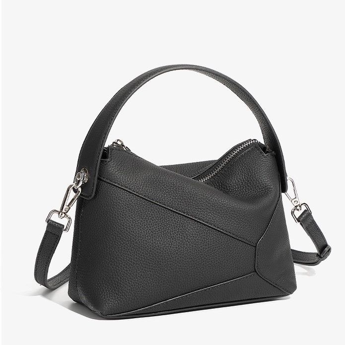 Luxurious Geometric Genuine Leather Pillow Crossbody Handbag