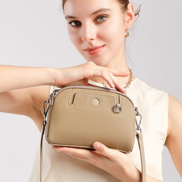 Genuine Cowhide Elegance: Versatile Crossbody Shoulder Bag