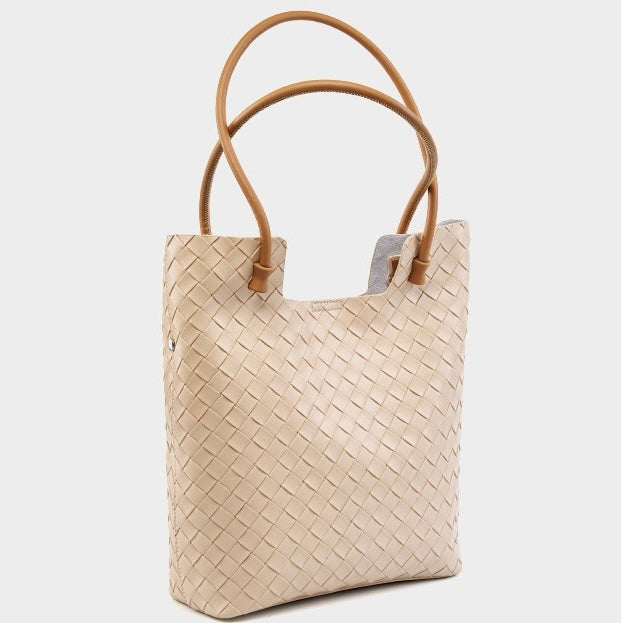 Genuine Leather Weaving Minimalist Shoulder Tote Bag