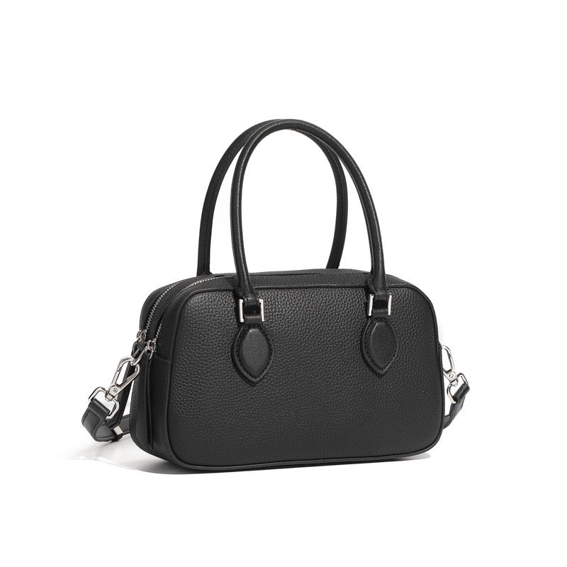 Elegant Leather Handheld Boston Bag