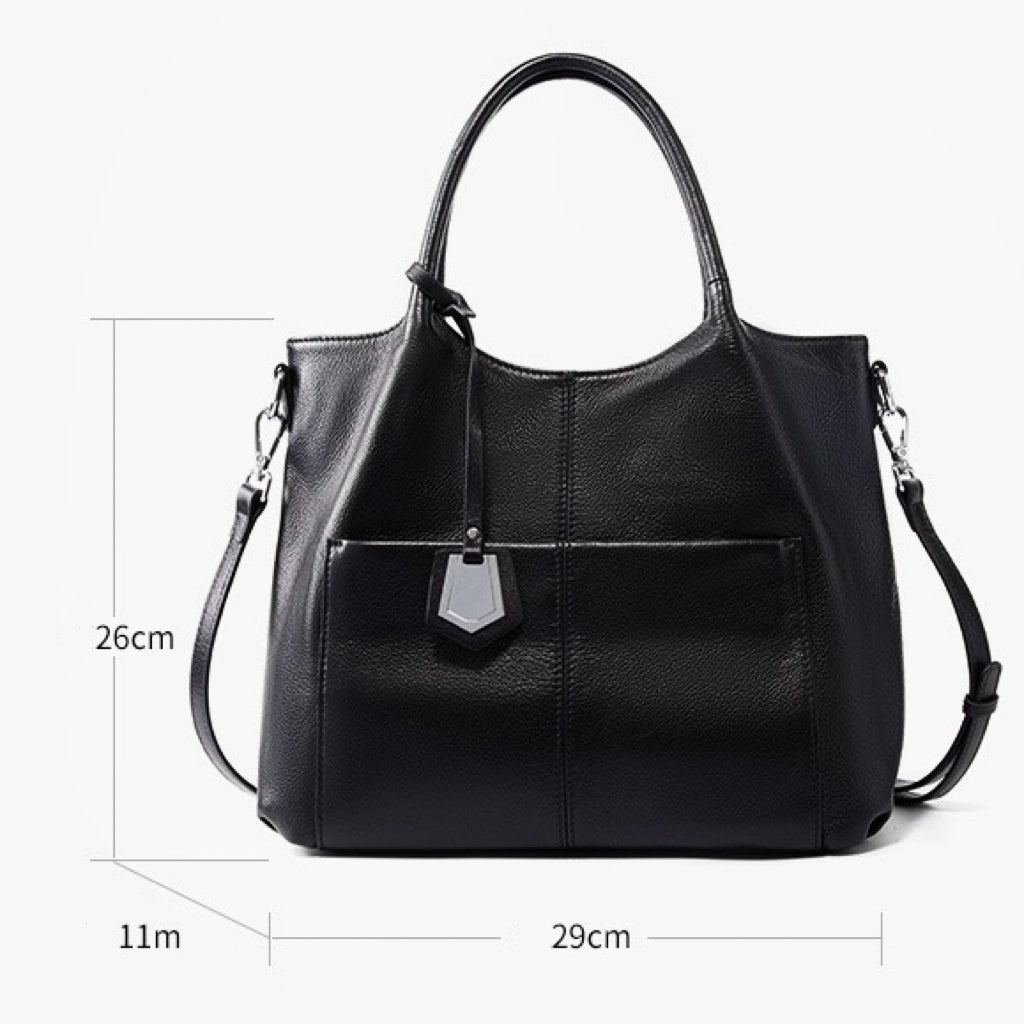 Elegant Genuine Leather Tote Bag – Versatile Large Capacity for Everyday Chic