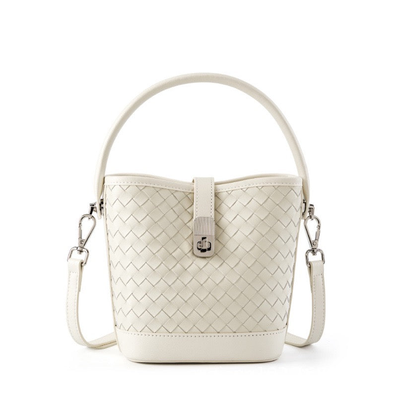 Genuine Sheepskin Woven Bucket Bag - Timeless Elegance for Everyday Chic