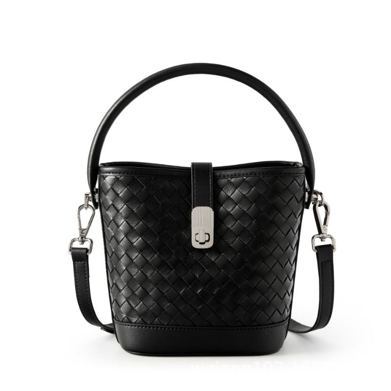 Genuine Sheepskin Woven Bucket Bag - Timeless Elegance for Everyday Chic