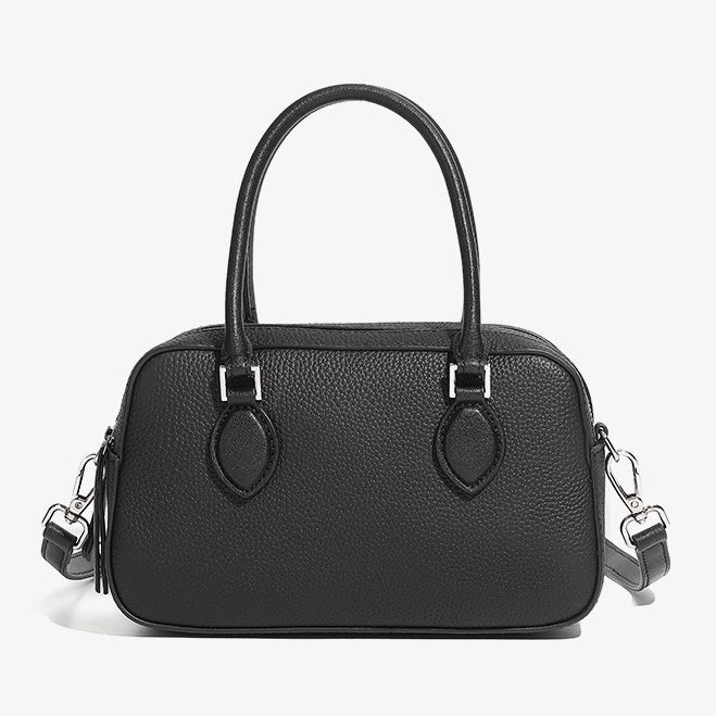 Elegant Leather Handheld Boston Bag