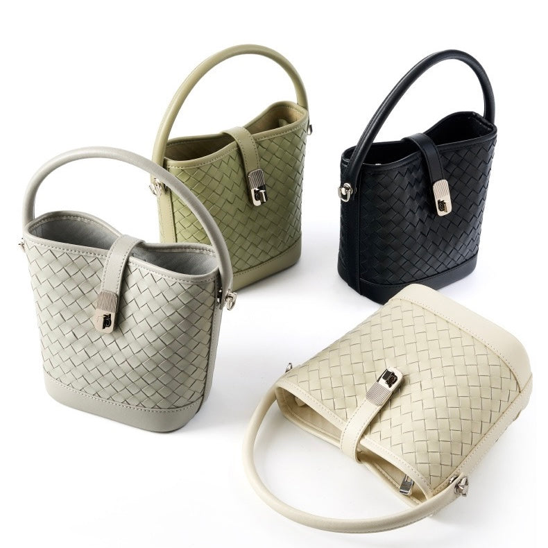 Genuine Sheepskin Woven Bucket Bag - Timeless Elegance for Everyday Chic