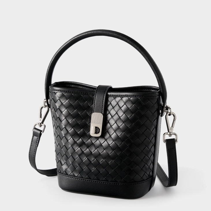 Genuine Sheepskin Woven Bucket Bag - Timeless Elegance for Everyday Chic