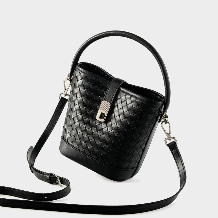 Genuine Sheepskin Woven Bucket Bag - Timeless Elegance for Everyday Chic