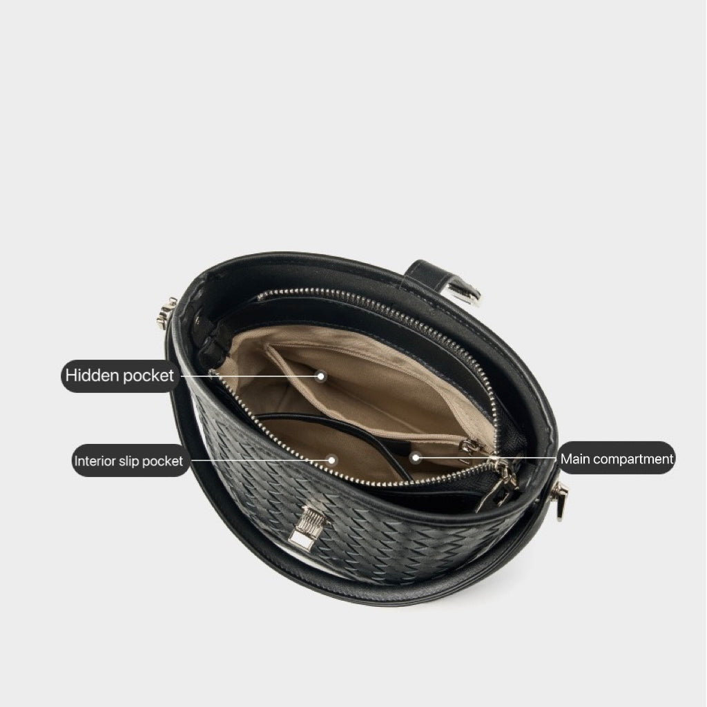 Genuine Sheepskin Woven Bucket Bag - Timeless Elegance for Everyday Chic