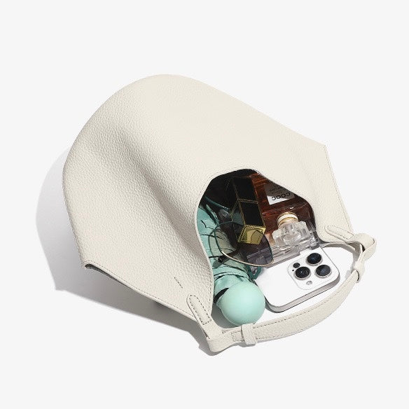 Elegant Genuine Leather Large Capacity Basket Tote Bag