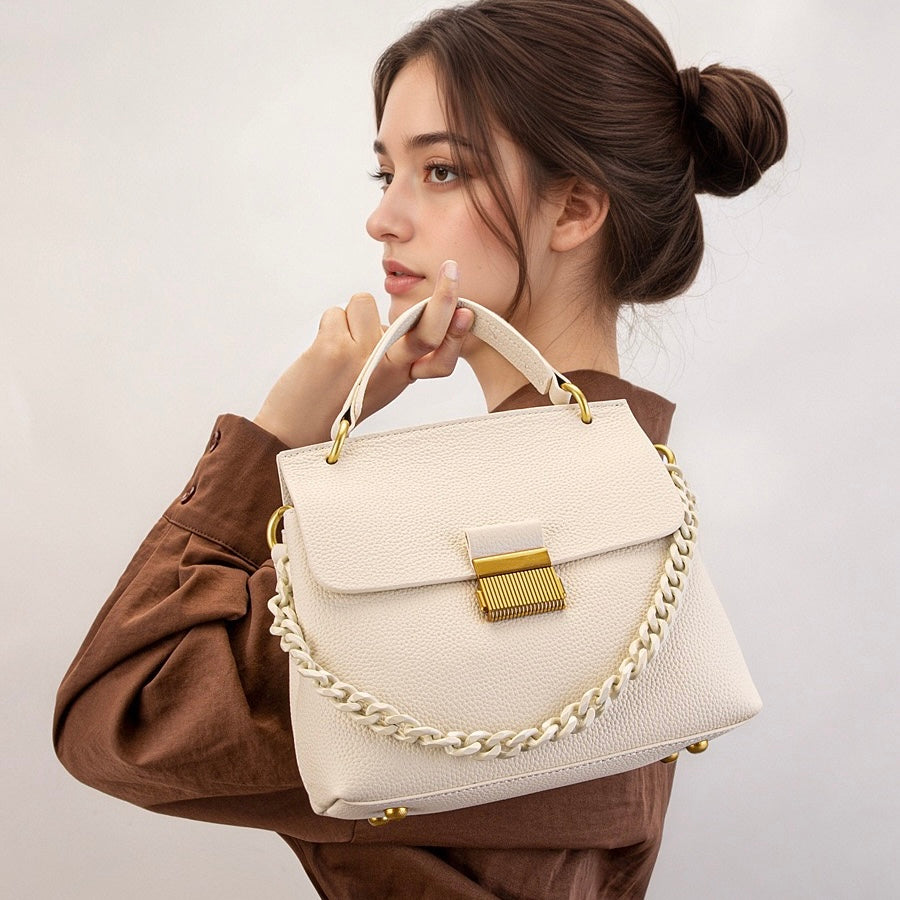 Elegant Leather Shell Chain Crossbody Bag