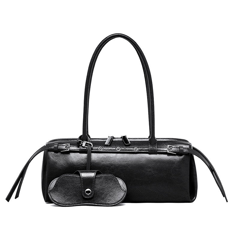 Vintage Biker Leather Shoulder Bag for Women