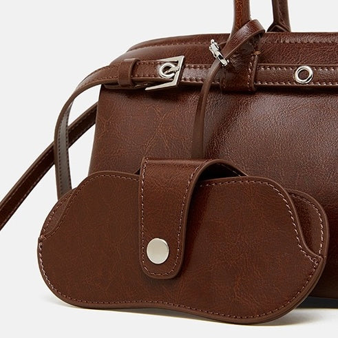 Vintage Biker Leather Shoulder Bag for Women