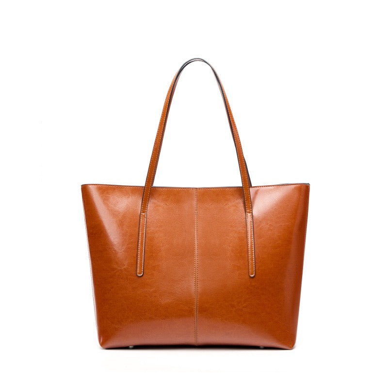 Genuine Leather Large Tote Shoulder Bag – Elegance for Everyday Commuting