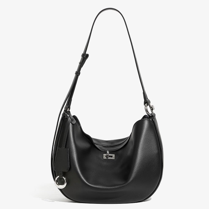 Elegant Genuine Leather Crescent Bag for Women