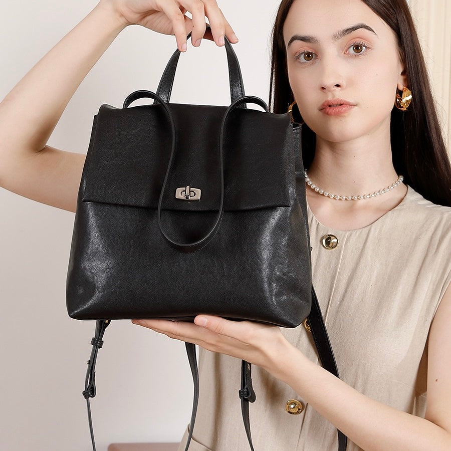 Luxurious Genuine Leather Versatile Backpack for the Modern Woman