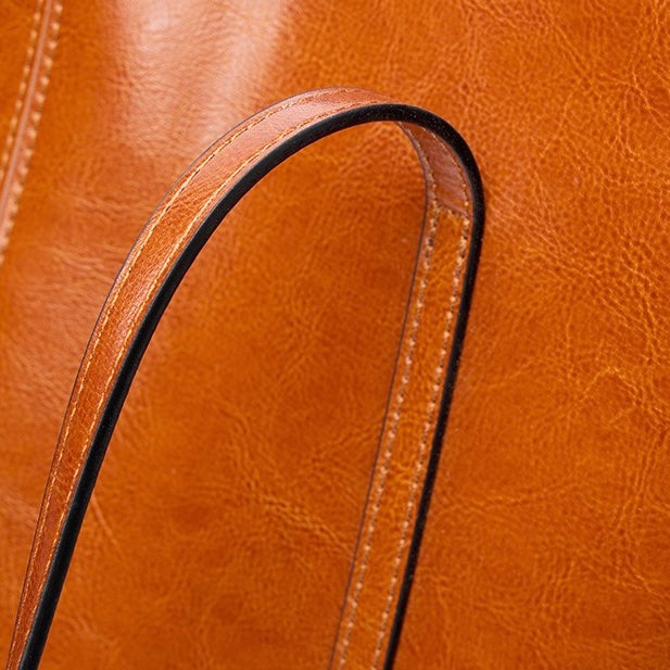 Genuine Leather Large Tote Shoulder Bag – Elegance for Everyday Commuting