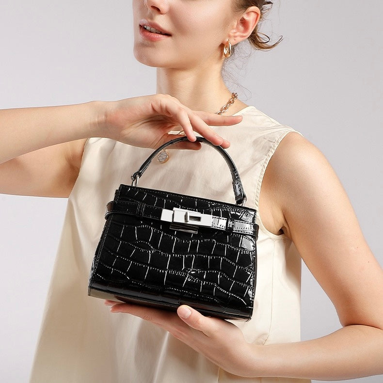 Luxury Crocodile Pattern Genuine Leather Handbag