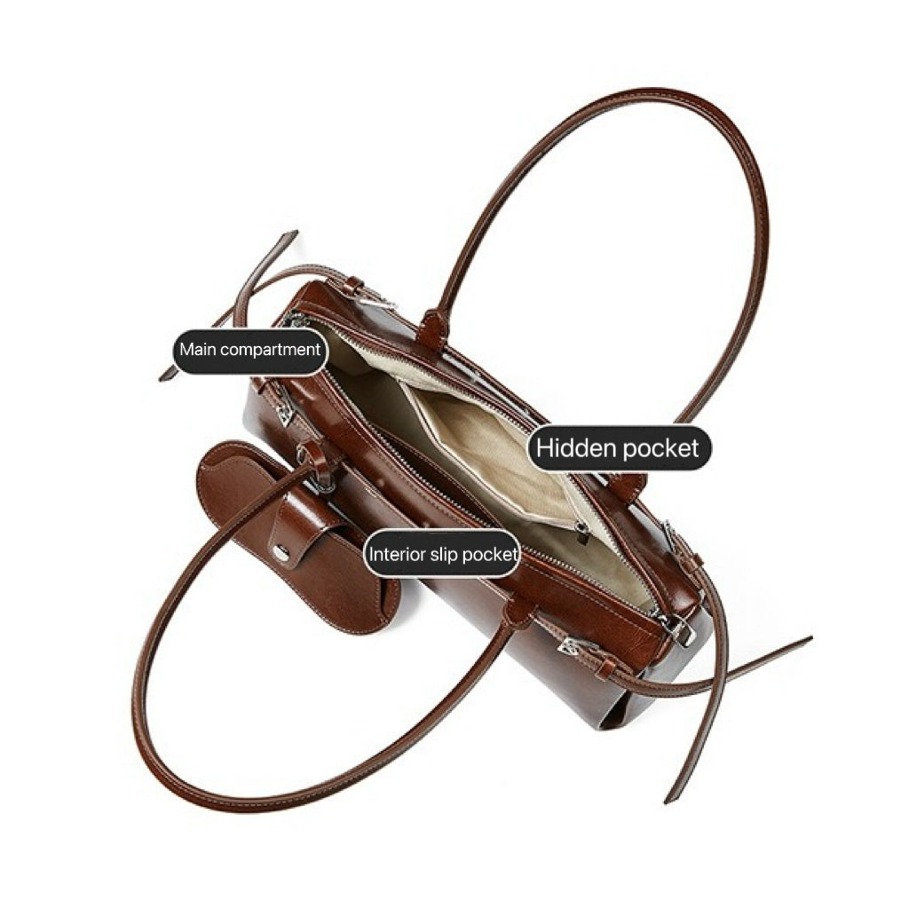 Vintage Biker Leather Shoulder Bag for Women