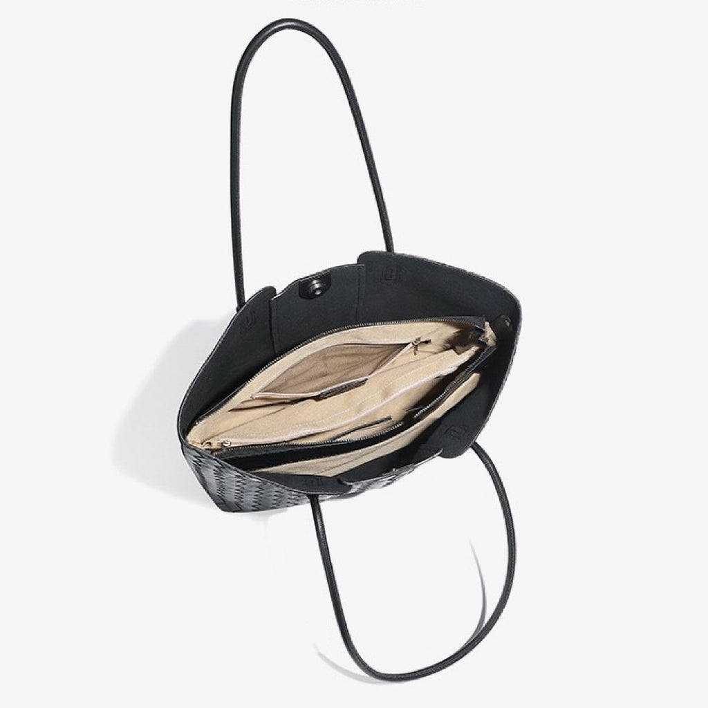 Elegant Woven Cowhide Tote Bag for Ultimate Sophistication