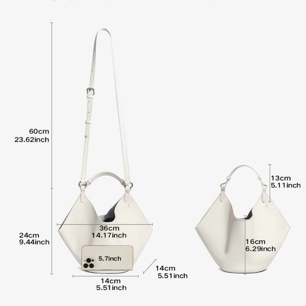 Elegant Genuine Leather Large Capacity Basket Tote Bag