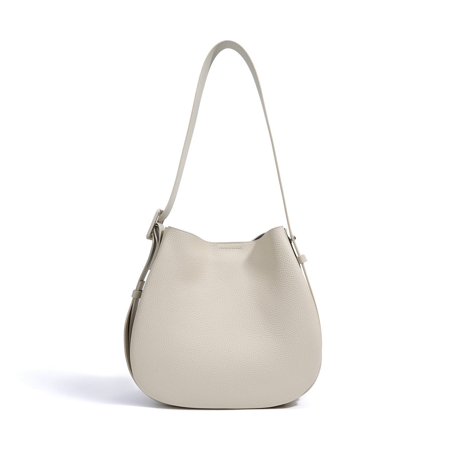 Elegant Women's Genuine Leather Wide Strap Bucket Bag