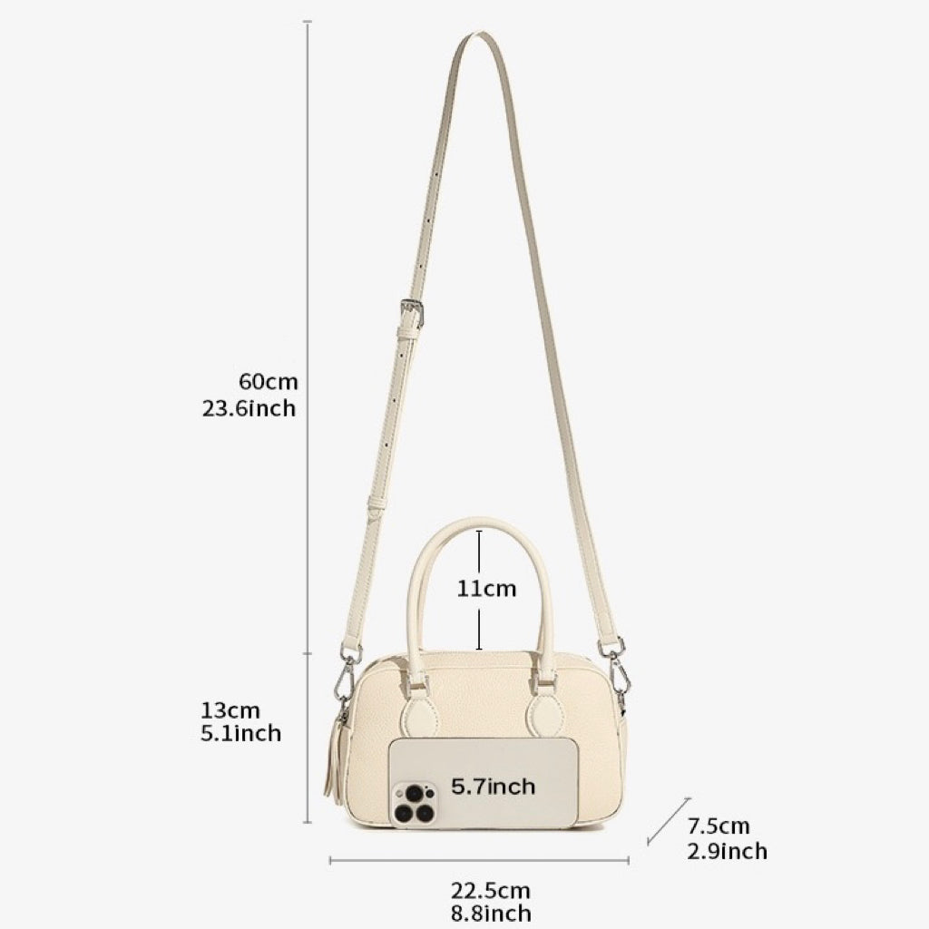 Elegant Leather Handheld Boston Bag