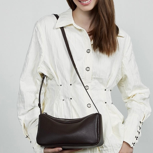 Elegant Leather Minimalist Crossbody Shoulder Bag for Women