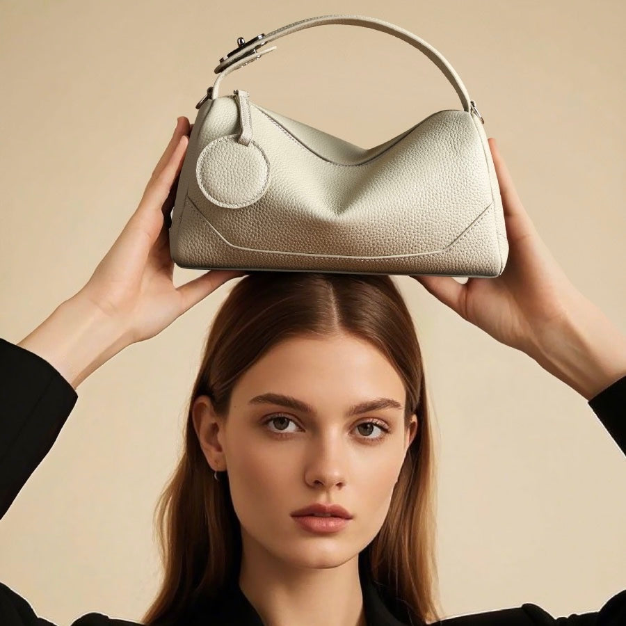 Premium Top-Grain Leather Women's Boston Bag