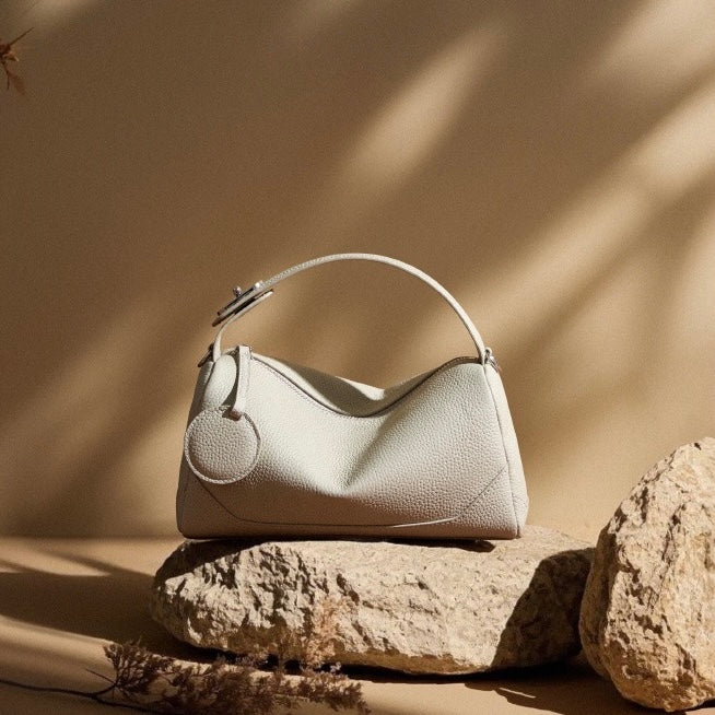 Premium Top-Grain Leather Women's Boston Bag