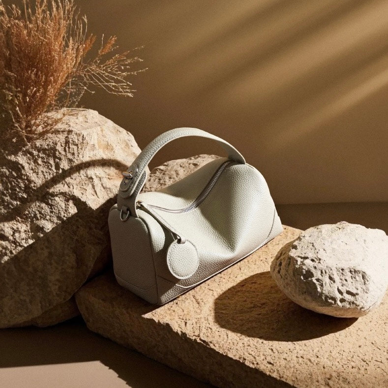 Premium Top-Grain Leather Women's Boston Bag