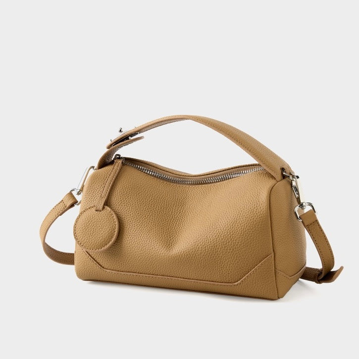 Premium Top-Grain Leather Women's Boston Bag