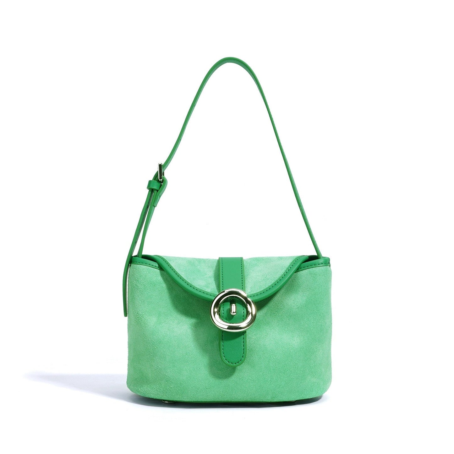 Matte Genuine Leather Colorblock Saddle Bag for Women