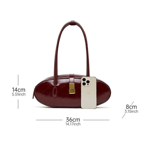 Top Grain Cowhide Elegant Baguette Bag for Women