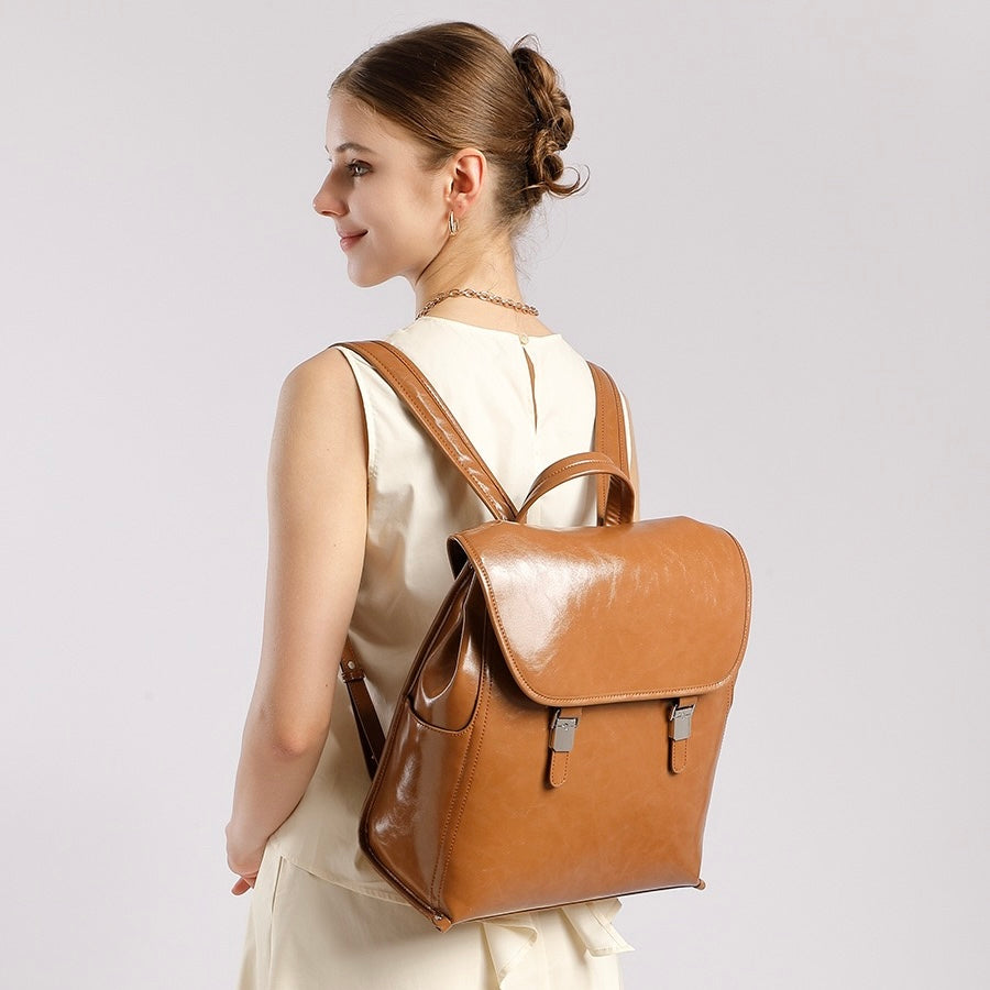 Genuine Leather Bronze-Era Unisex Casual Backpack