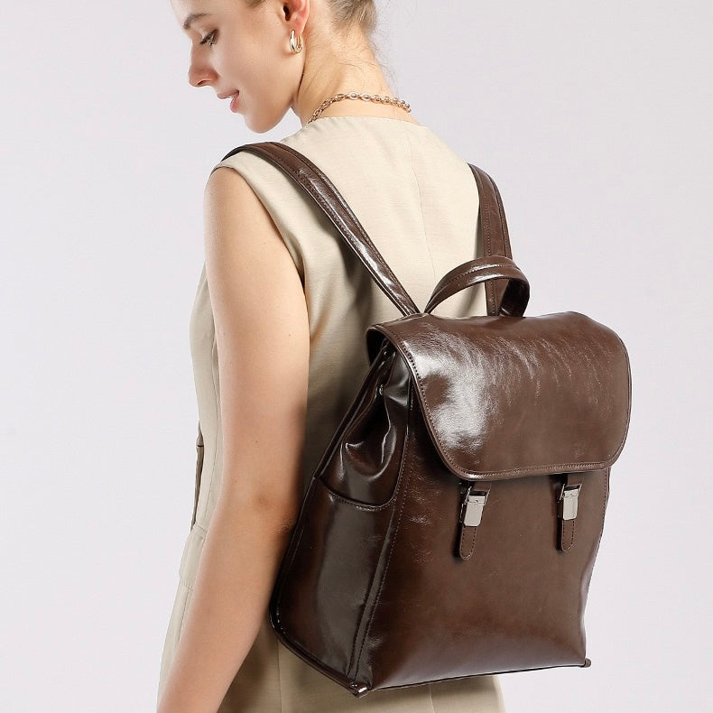 Genuine Leather Bronze-Era Unisex Casual Backpack