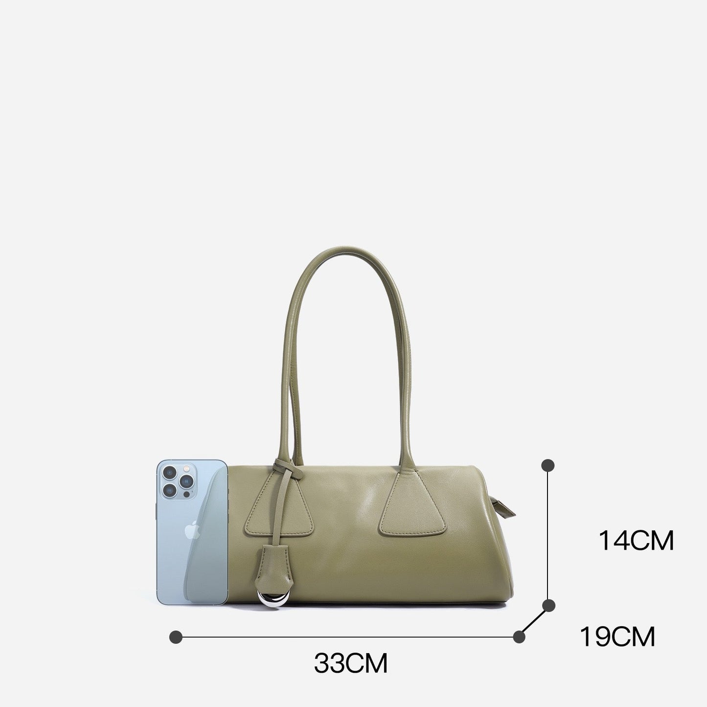 Pillow Shoulder Baguette Bag in Genuine Leather - French Elegance